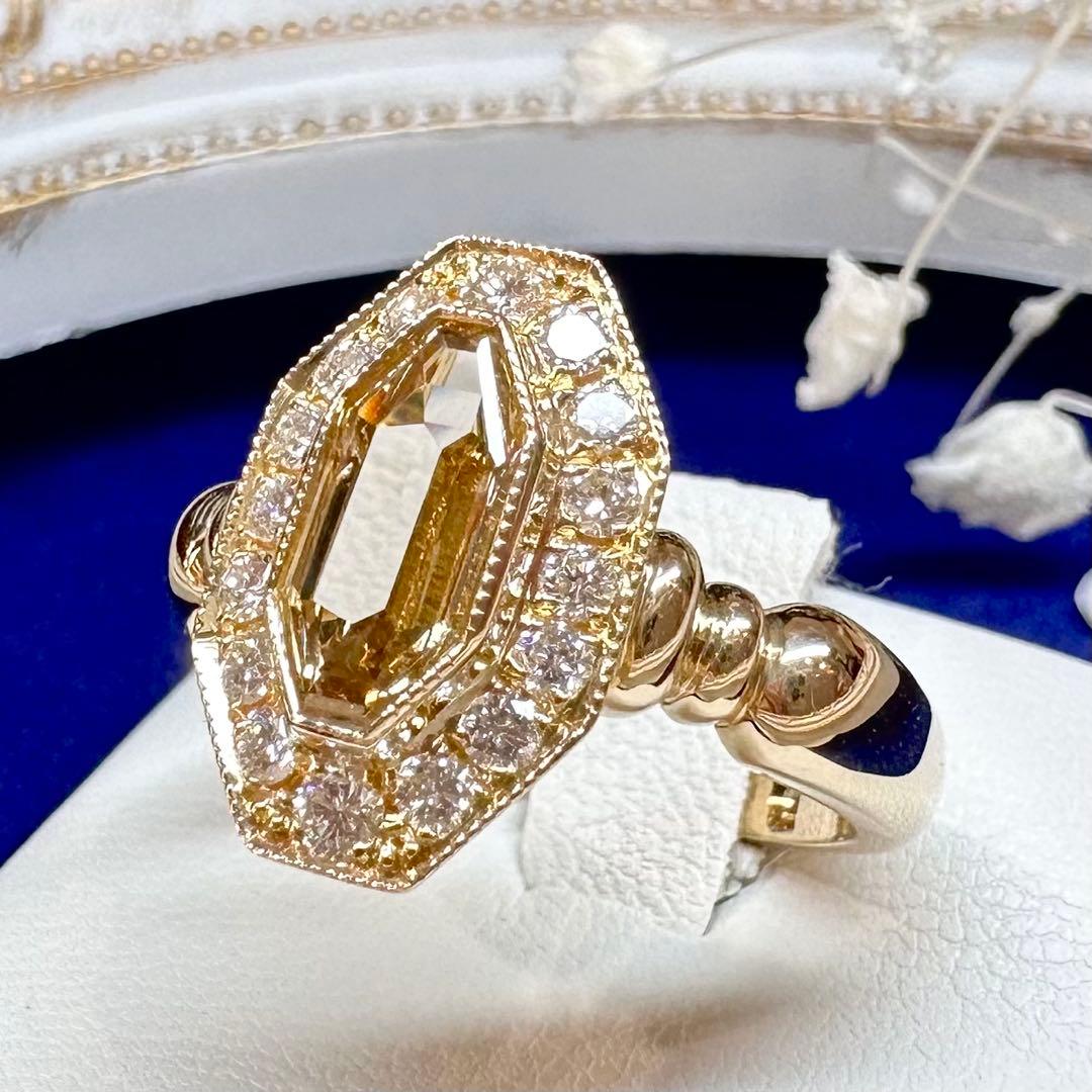 【K18】ブラウンダイヤモンド 0.853ct リング