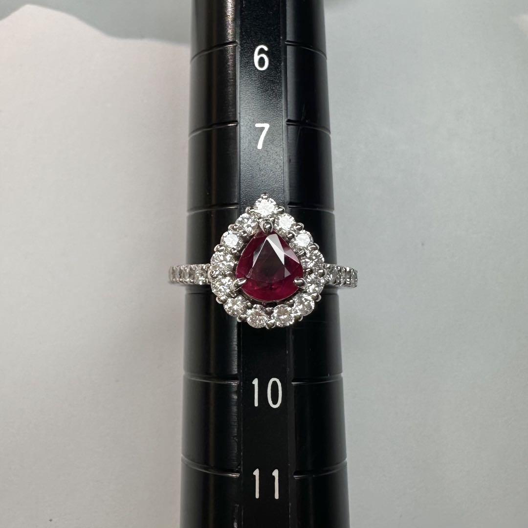 【美品】Pt900 ピジョンブランドルビー 1.02ct ビルマ産 ダイヤ 鑑付