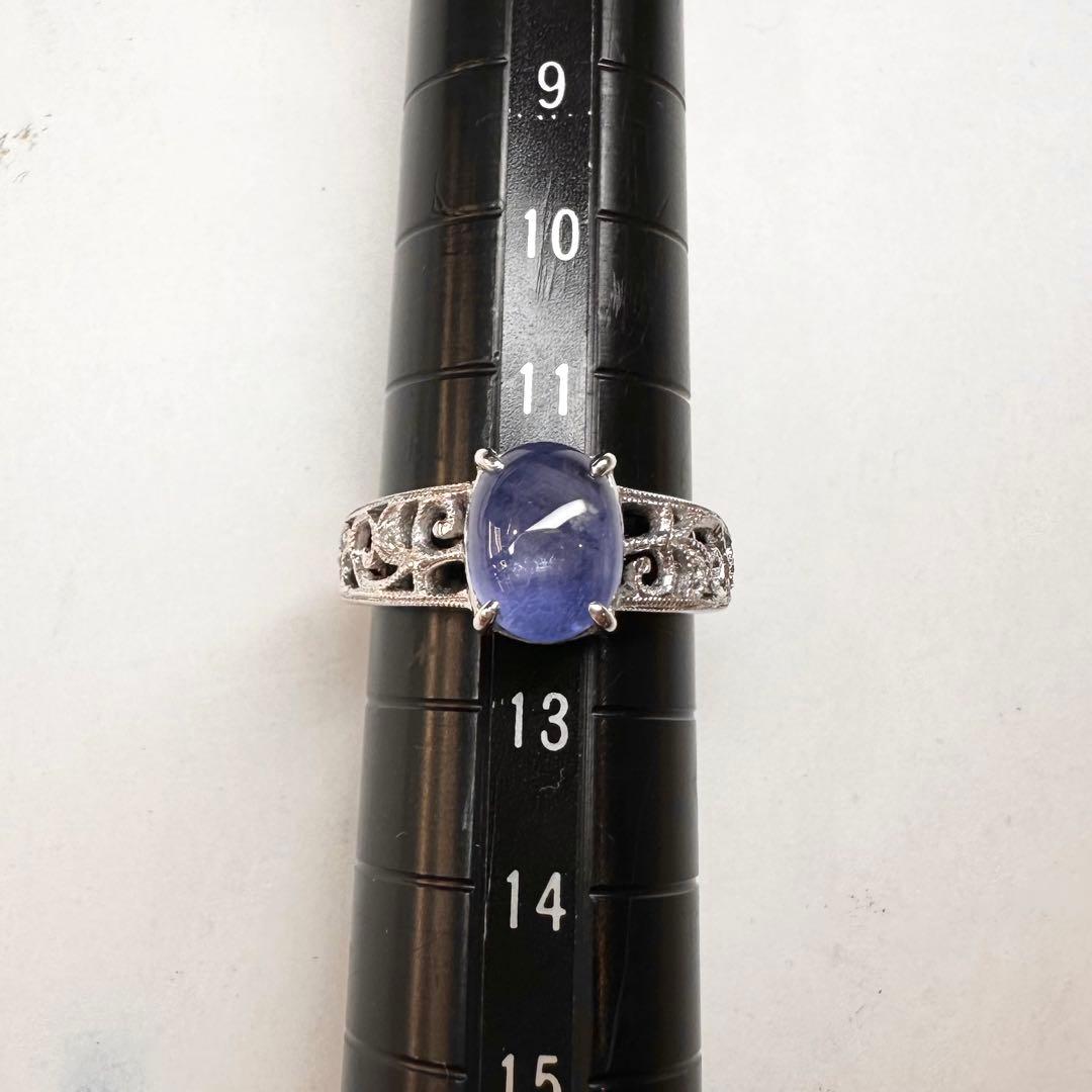 PT900 スターサファイア 3.86ct ダイヤモンドリング 大粒 希少石