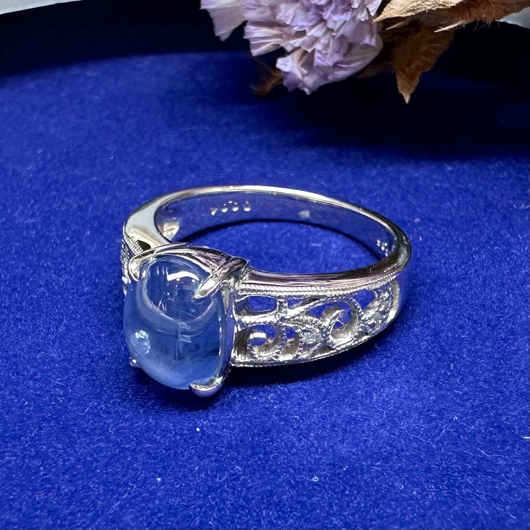 PT900 スターサファイア 3.86ct ダイヤモンドリング 大粒 希少石