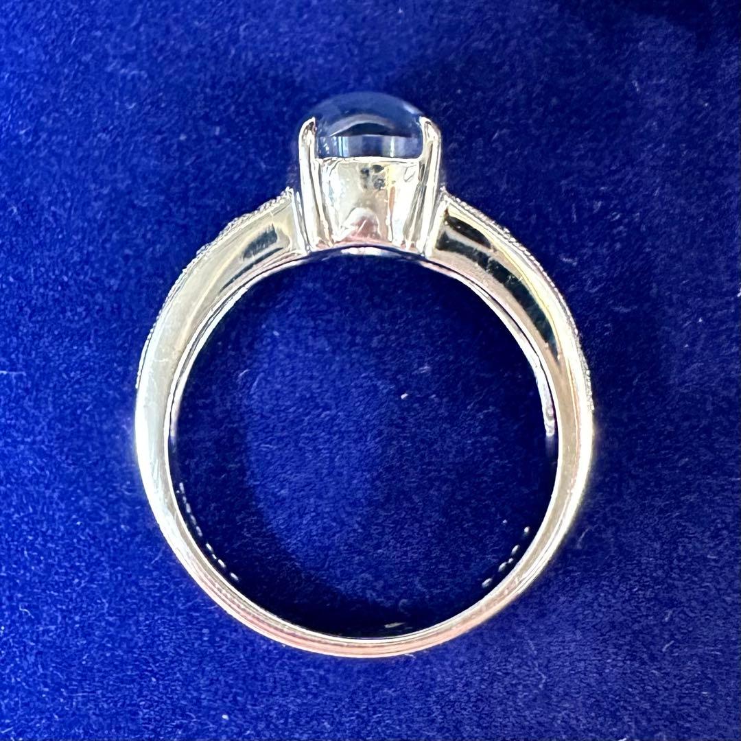 PT900 スターサファイア 3.86ct ダイヤモンドリング 大粒 希少石