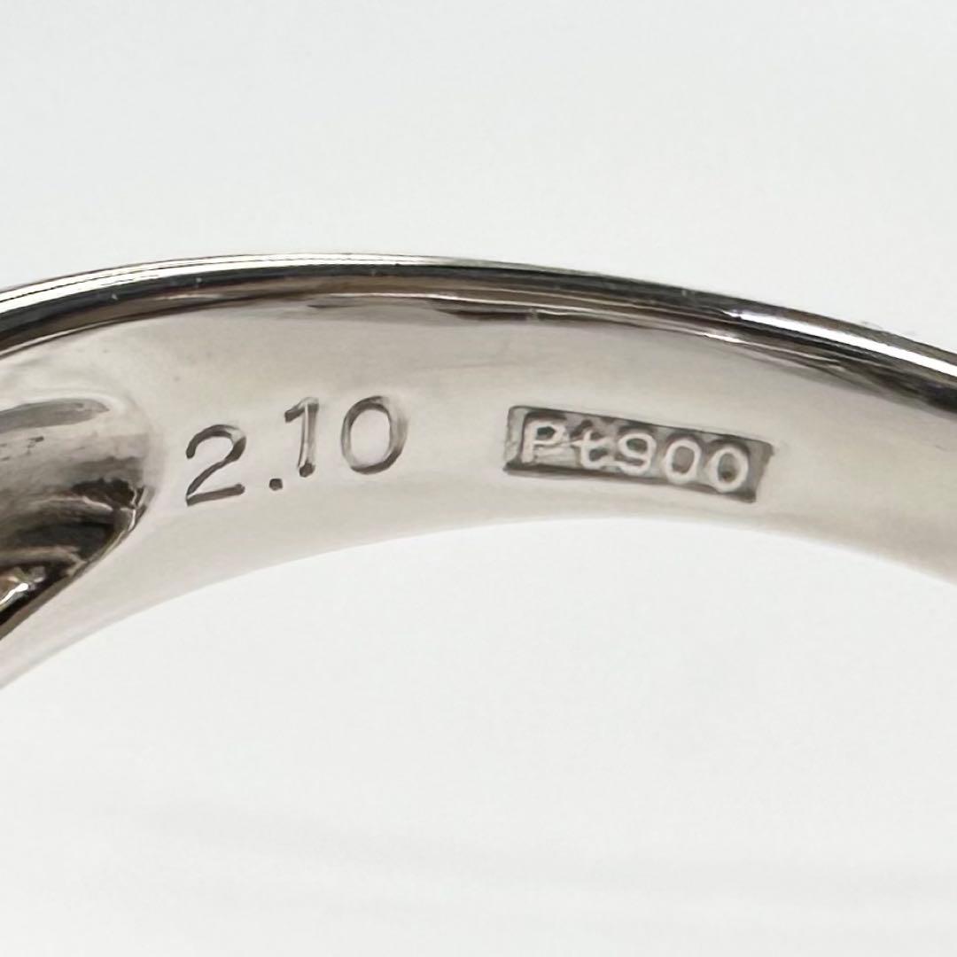 PT900 大粒 エメラルド カボション 2.1ct ダイヤモンド リング
