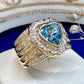 【K18】ブルートパーズ 2.7ct リング ハートデザイン