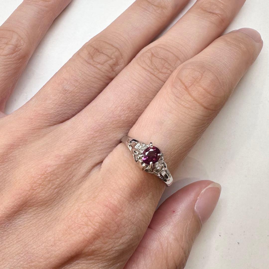 PT900 ルビー 0.50ct ダイヤモンド リング