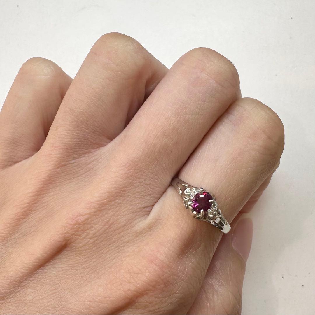 PT900 ルビー 0.50ct ダイヤモンド リング