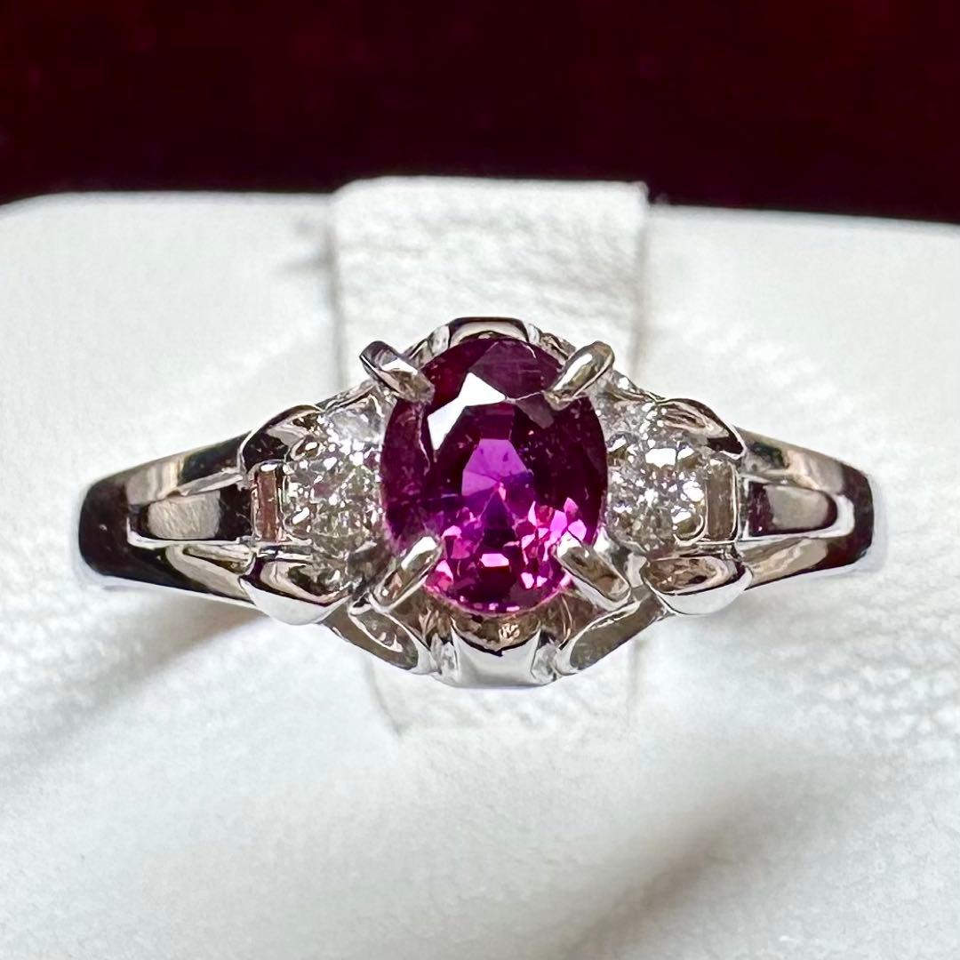 PT900 ルビー 0.50ct ダイヤモンド リング