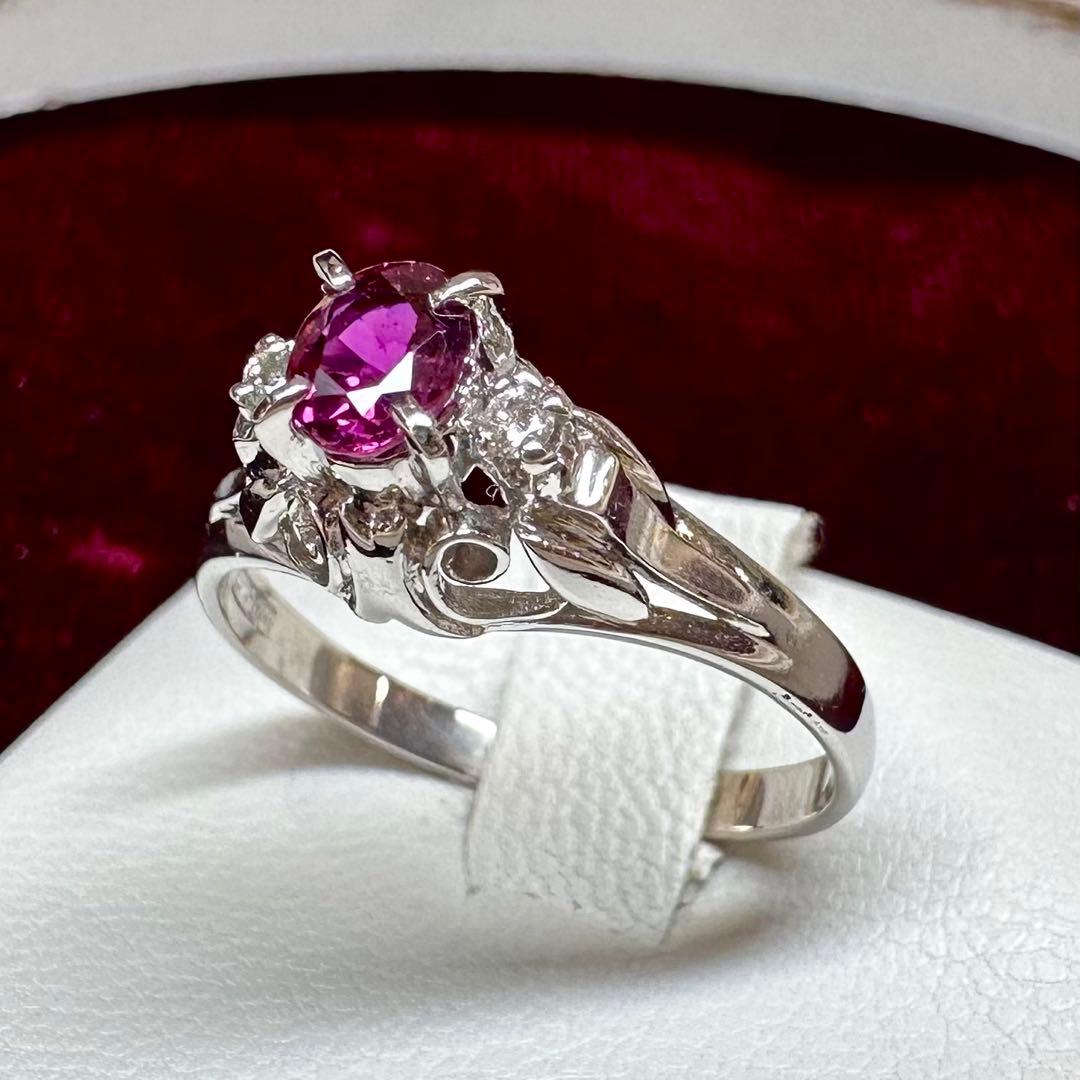 PT900 ルビー 0.50ct ダイヤモンド リング