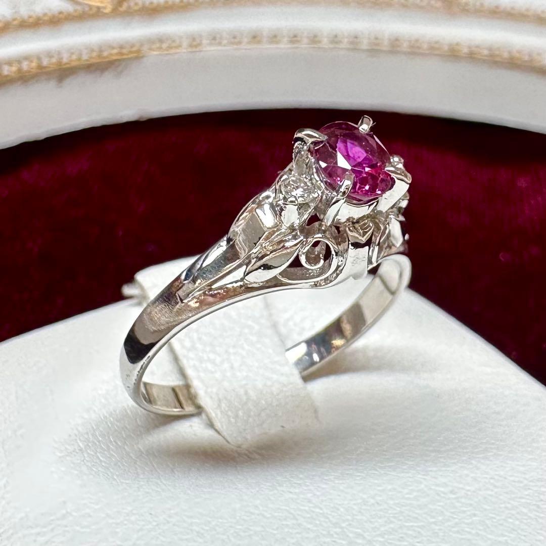 PT900 ルビー 0.50ct ダイヤモンド リング