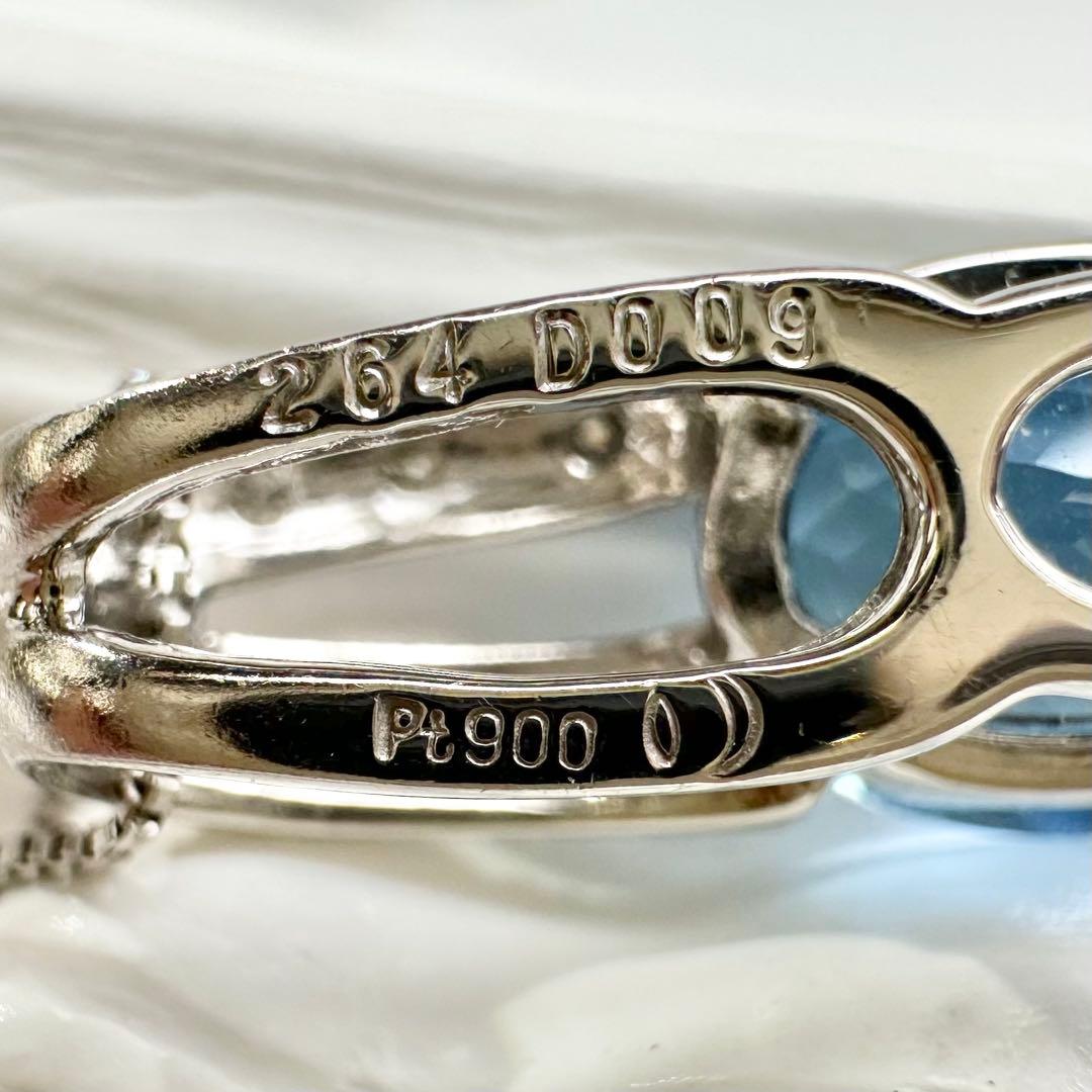 【美品】K18/PT900 アクアマリン 2.64ct ネックレス ダイヤ