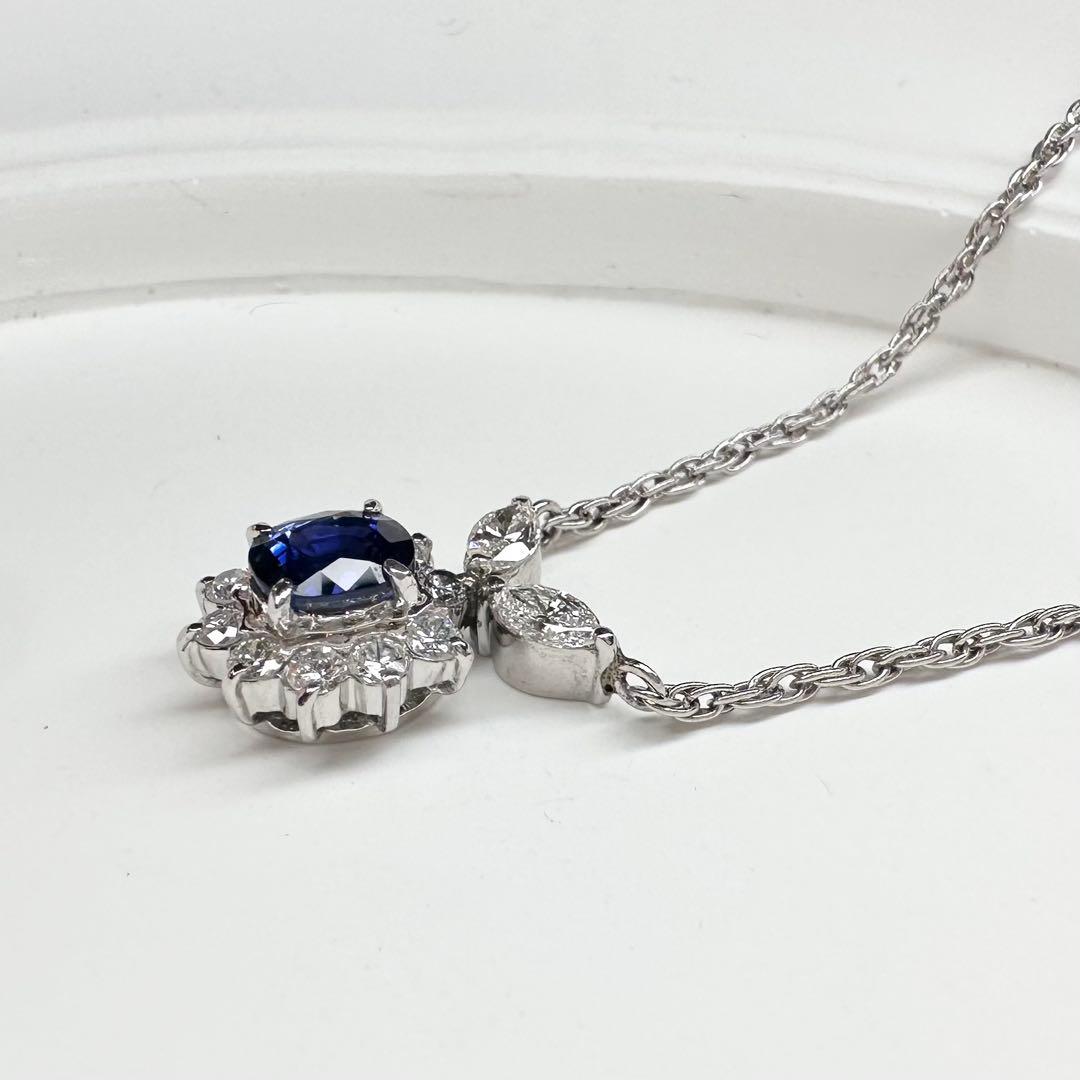 【美品】PT900 サファイア 0.89ct ダイヤモンド ネックレス
