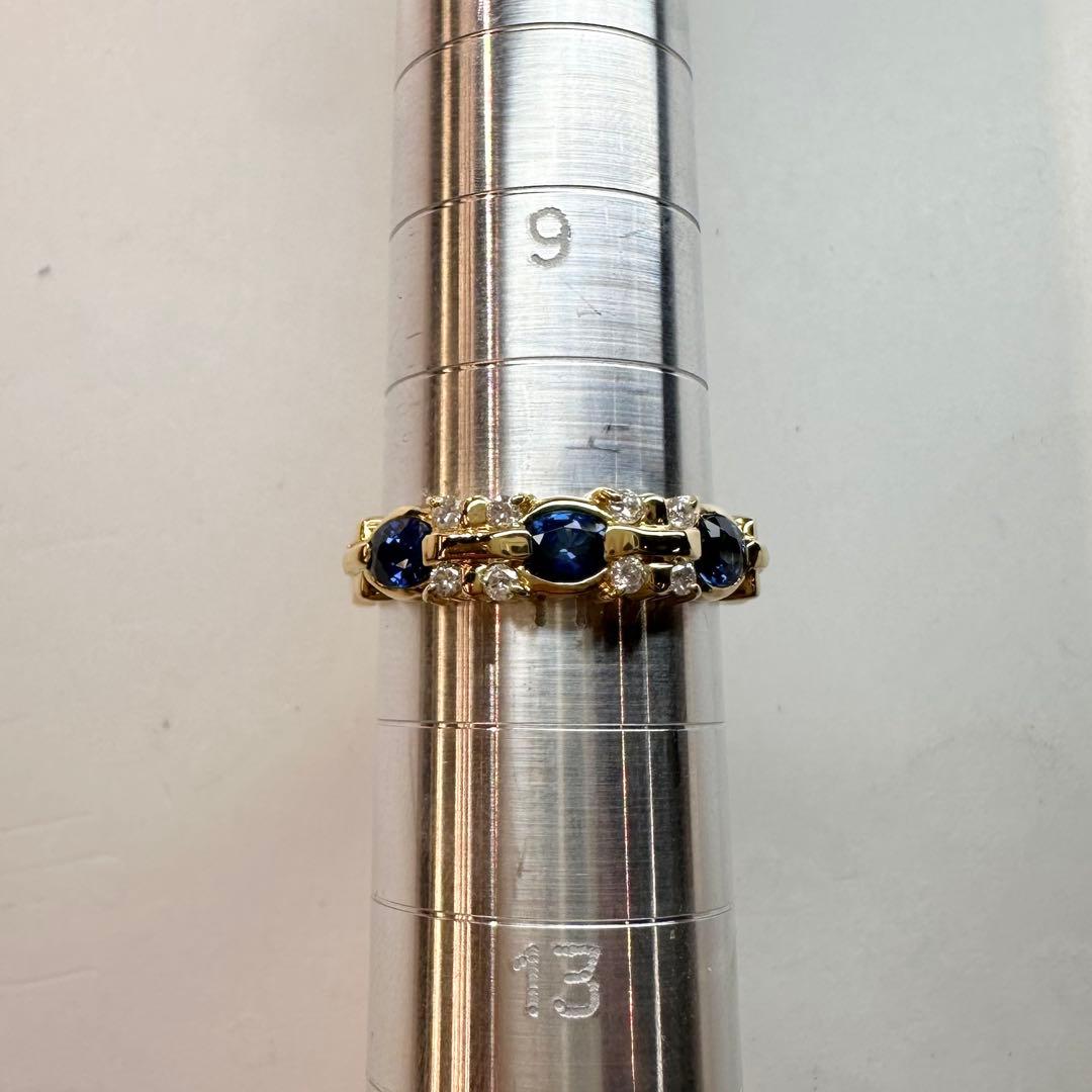 【K18】サファイア 0.63ct ダイヤモンド リング