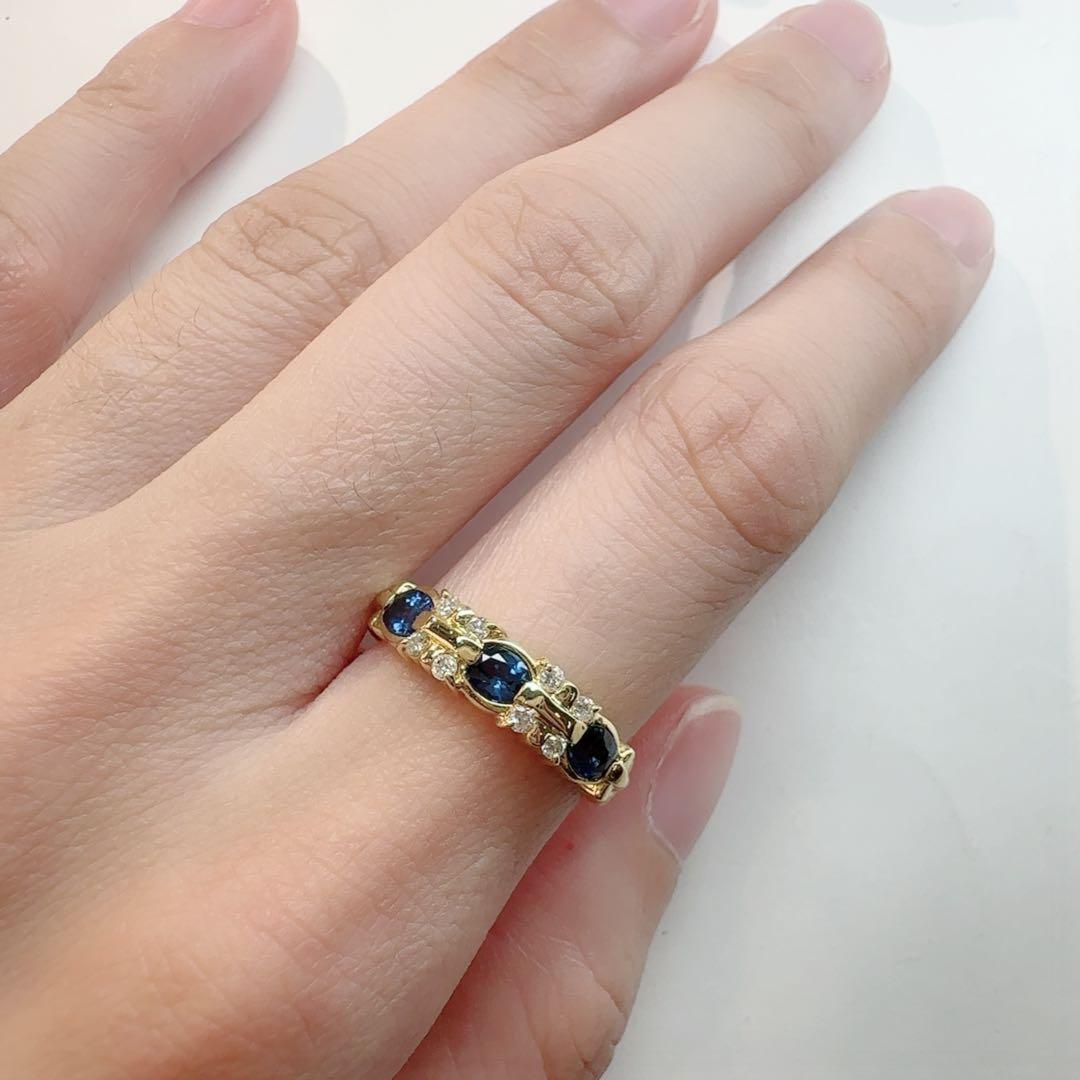 【K18】サファイア 0.63ct ダイヤモンド リング