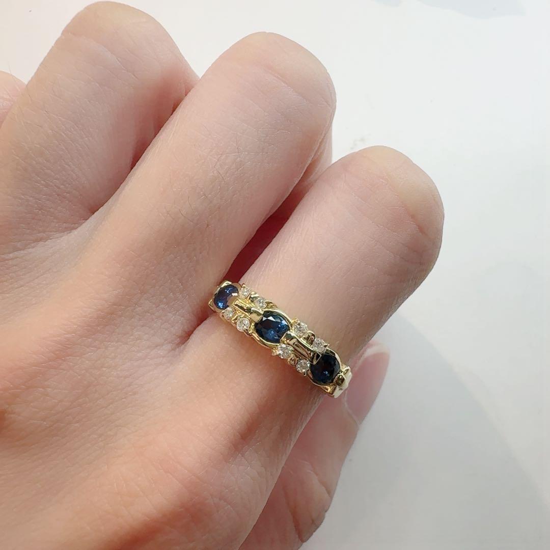 【K18】サファイア 0.63ct ダイヤモンド リング