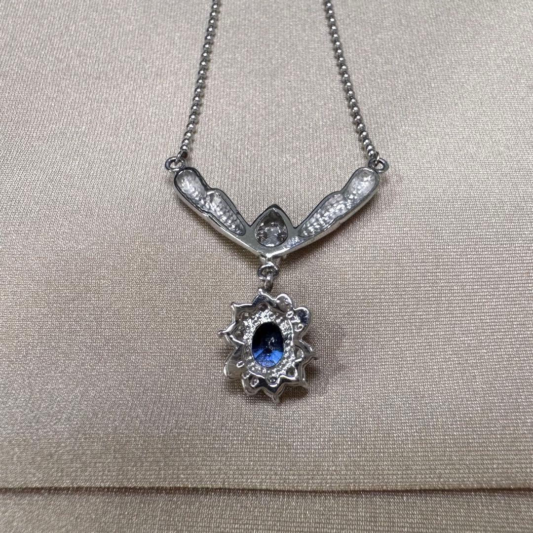 PT850 サファイア ダイヤモンド ネックレス 0.79ct