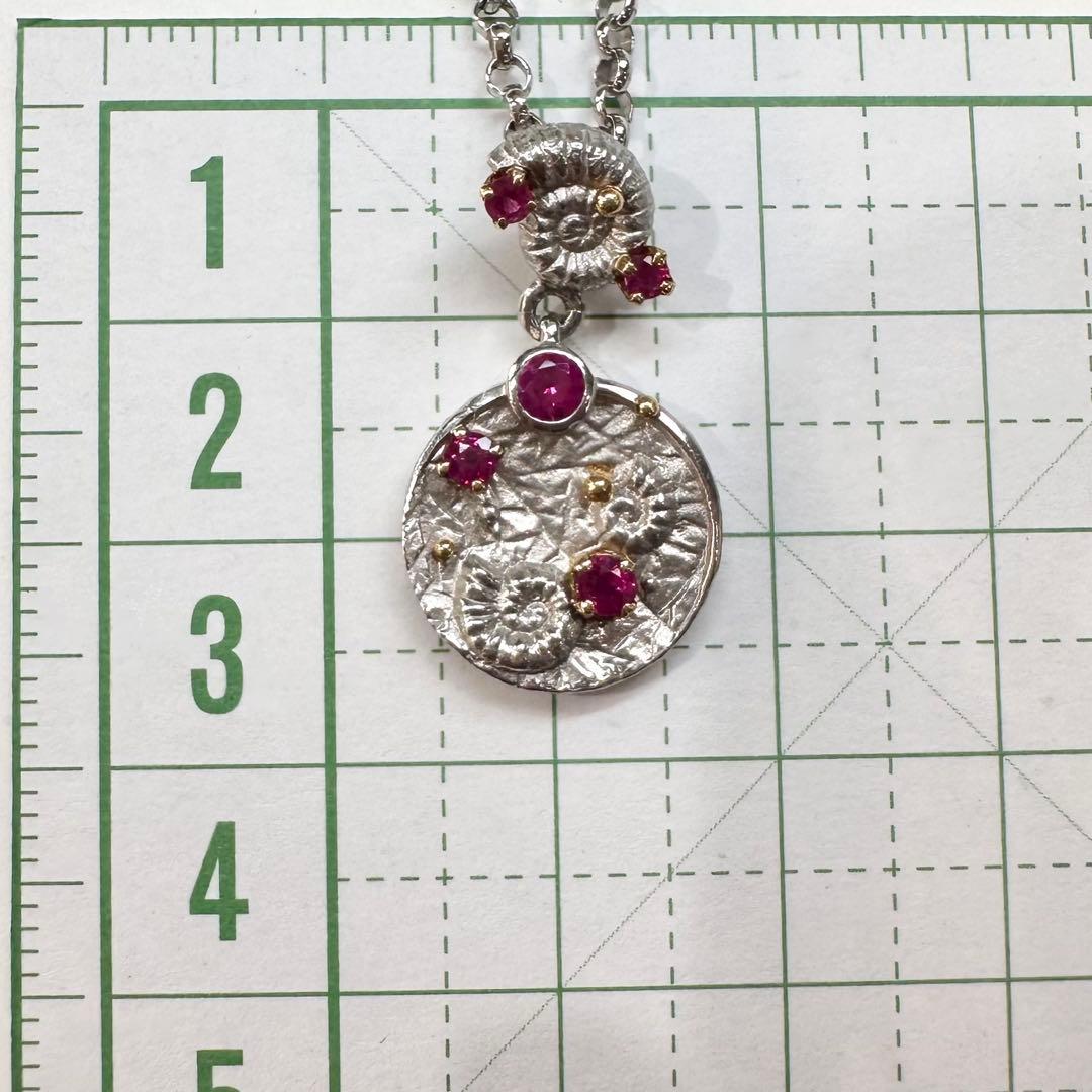 【美品】K18/PT850 ルビー0.4ct ネックレス