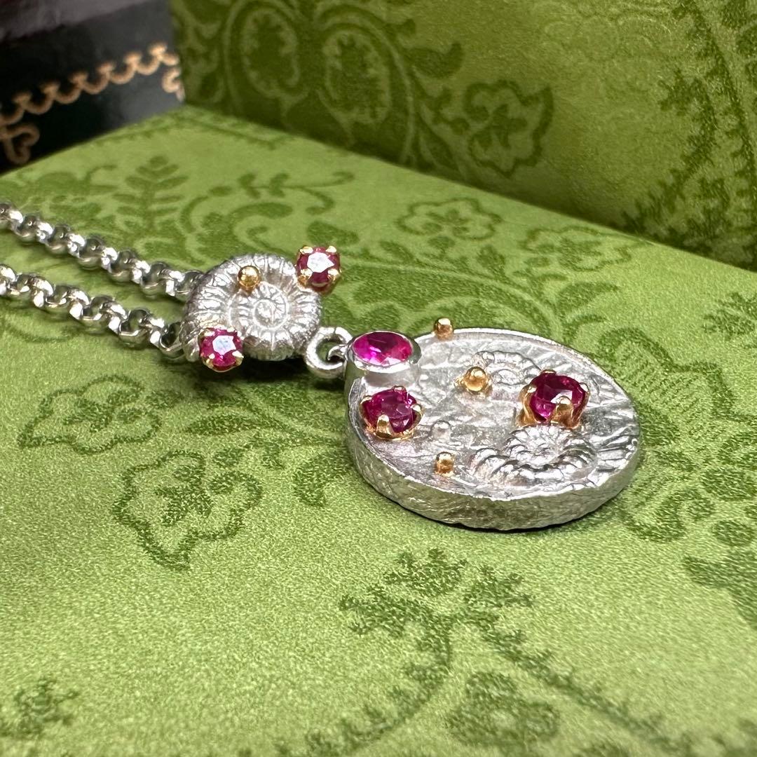 【美品】K18/PT850 ルビー0.4ct ネックレス