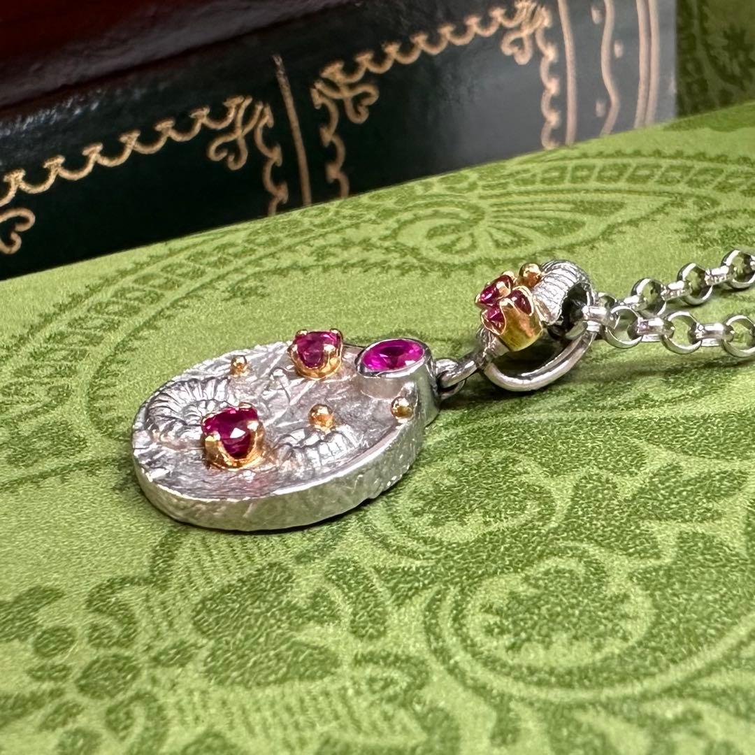 【美品】K18/PT850 ルビー0.4ct ネックレス