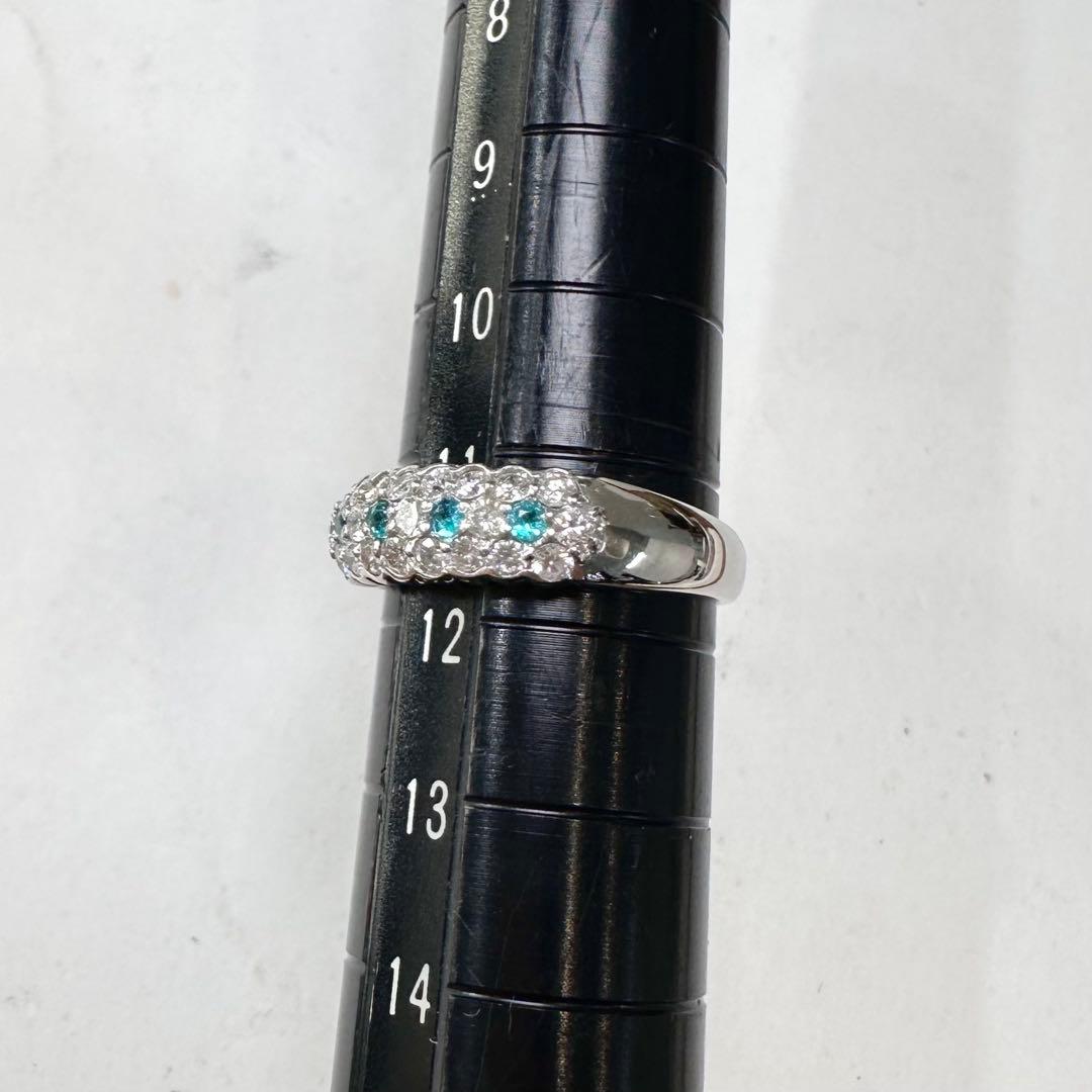 K18WG パライバトルマリン ダイヤモンド リング 0.11ct
