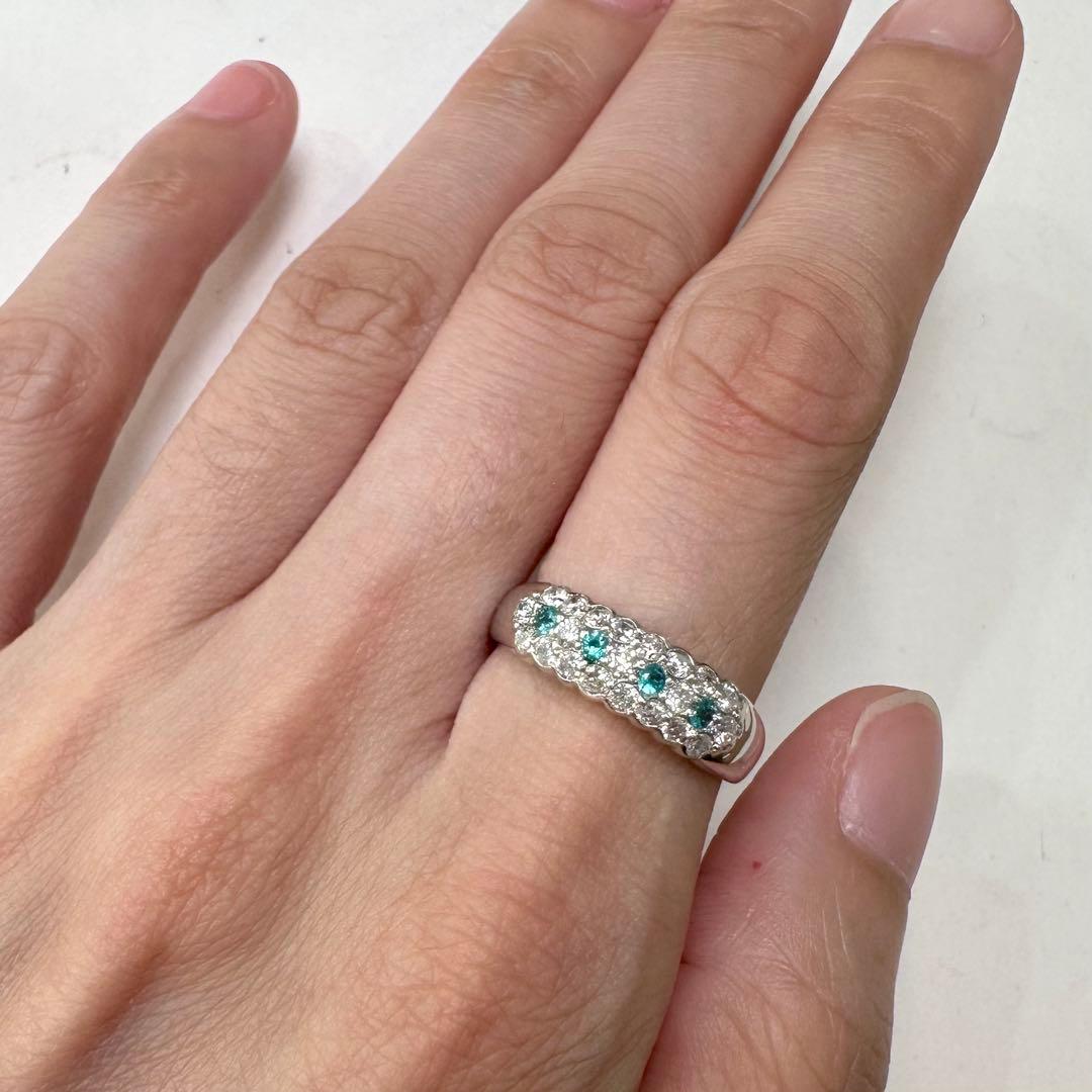 K18WG パライバトルマリン ダイヤモンド リング 0.11ct