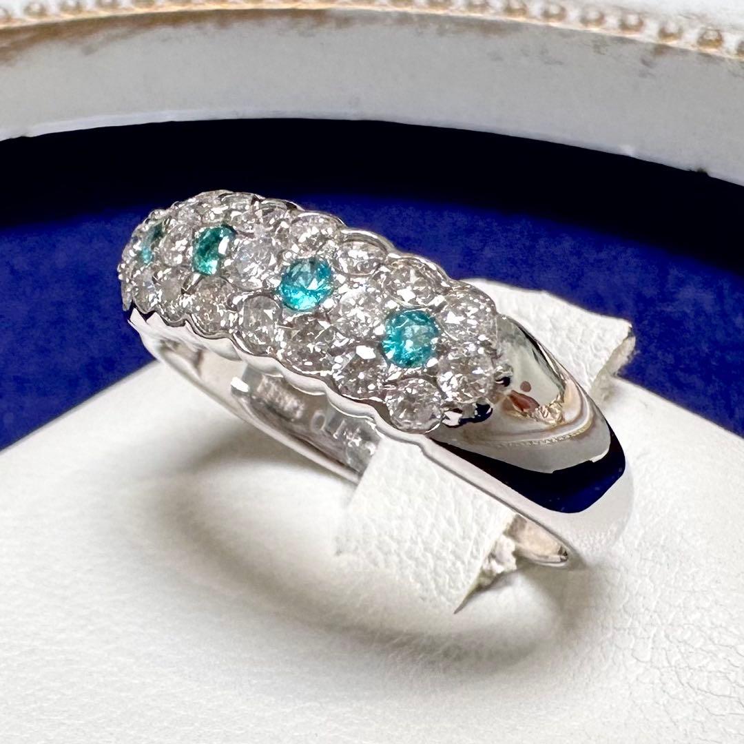 K18WG パライバトルマリン ダイヤモンド リング 0.11ct