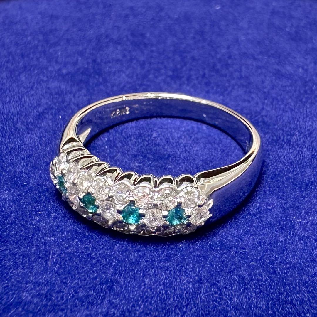 K18WG パライバトルマリン ダイヤモンド リング 0.11ct
