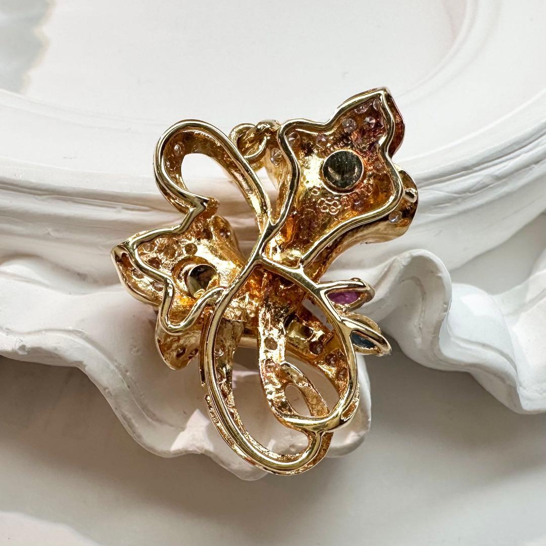 【K18】ミックスコランダム 1.74ct ダイヤモンド ペンダントトップ