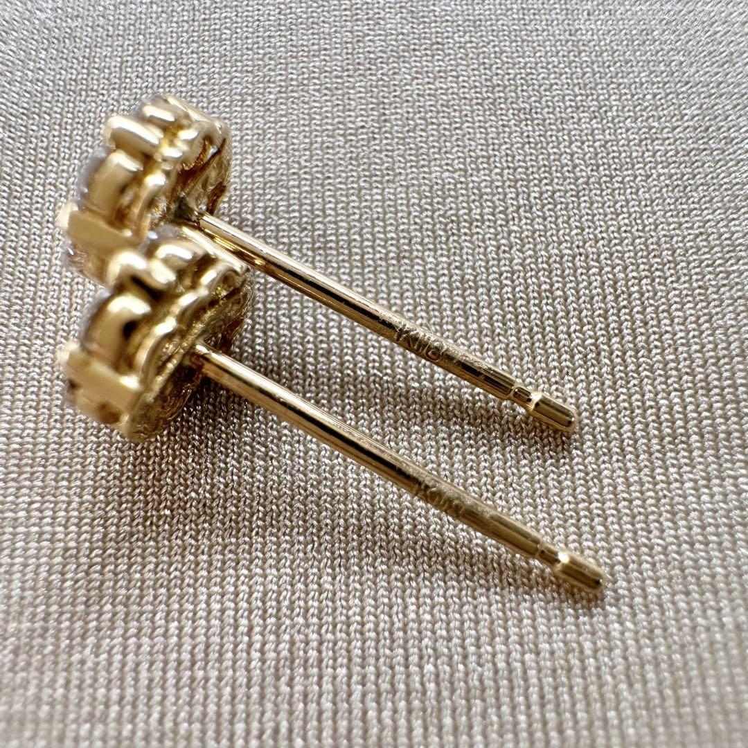 【K18】ダイヤモンド0.15ct*2 花ピアス