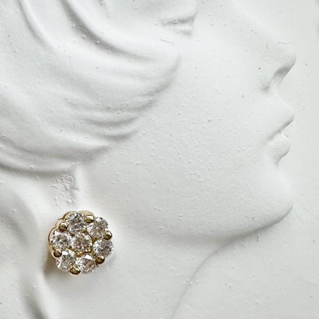 【K18】ダイヤモンド0.15ct*2 花ピアス