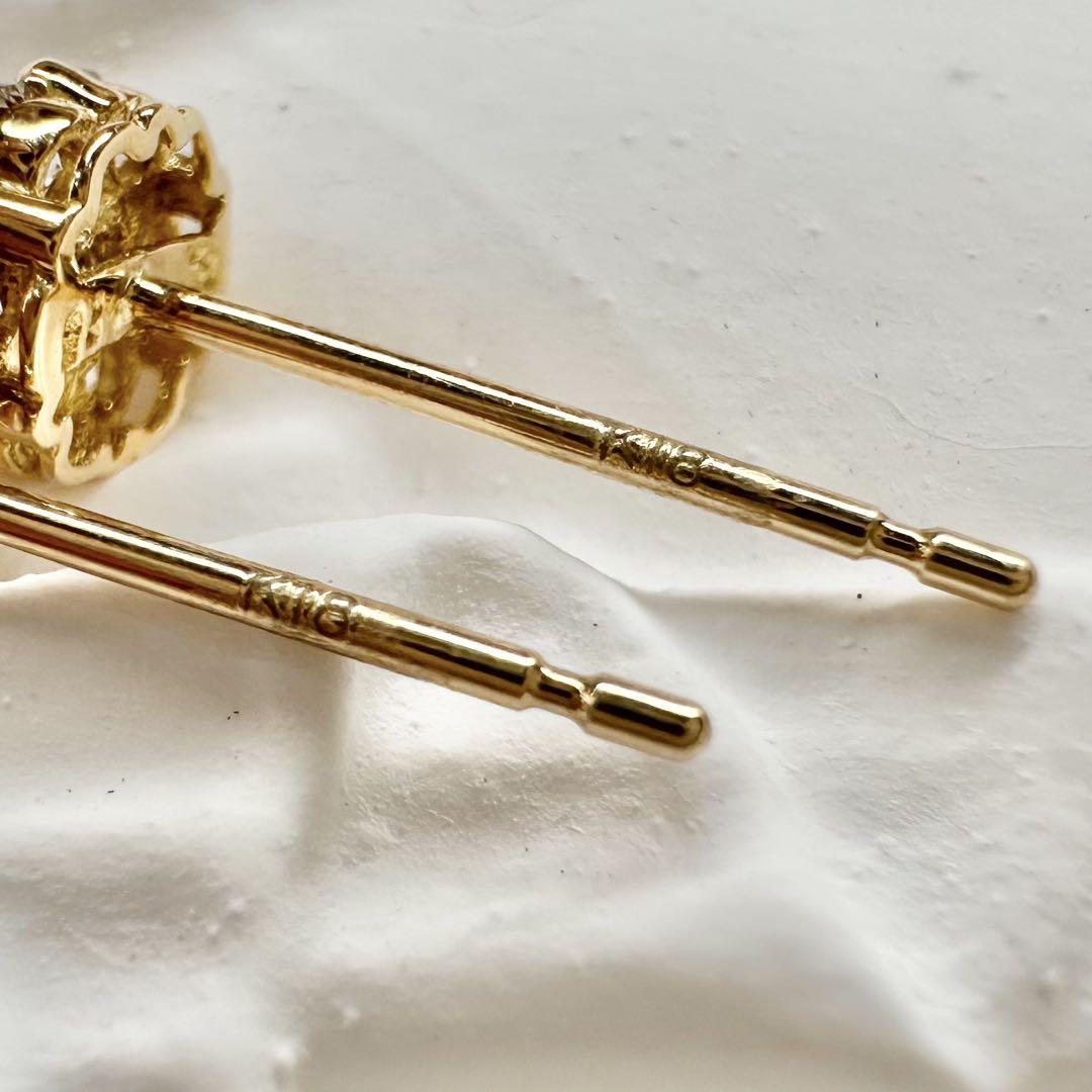 【K18】ダイヤモンド0.15ct*2 花ピアス