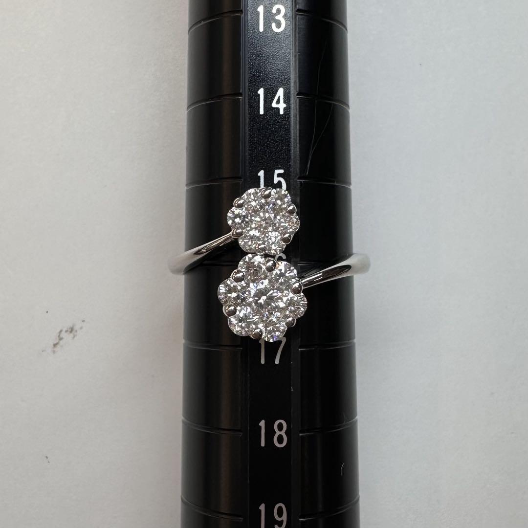 【美品】PT900 ダイヤモンド 1.01ct リング フラワー オープンリング