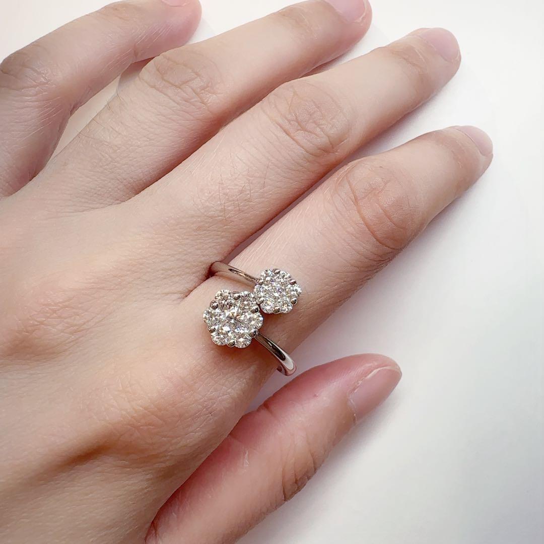 【美品】PT900 ダイヤモンド 1.01ct リング フラワー オープンリング