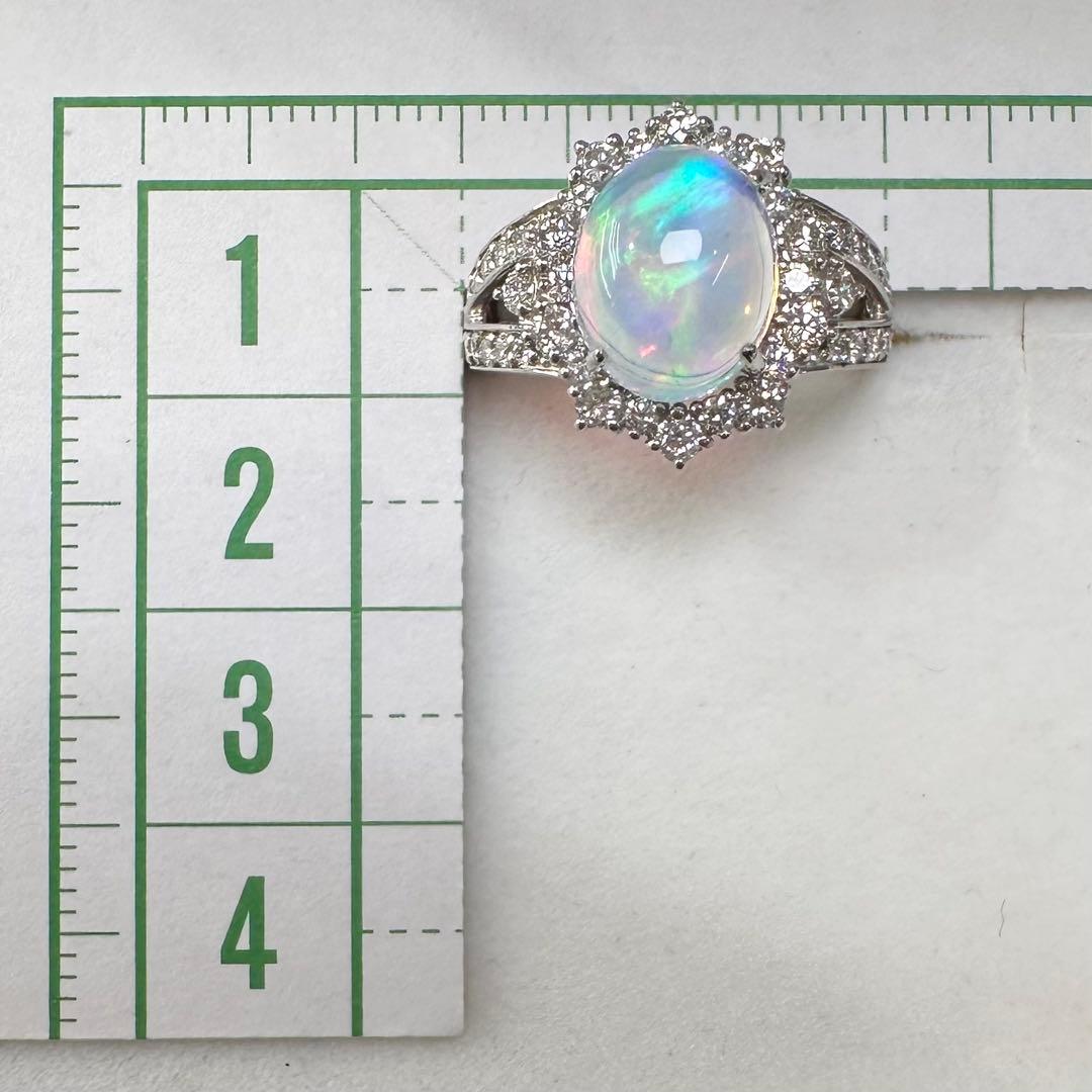 PT950 オパール ダイヤモンド リング 2.397ct 遊色効果 大粒