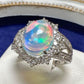 PT950 オパール ダイヤモンド リング 2.397ct 遊色効果 大粒