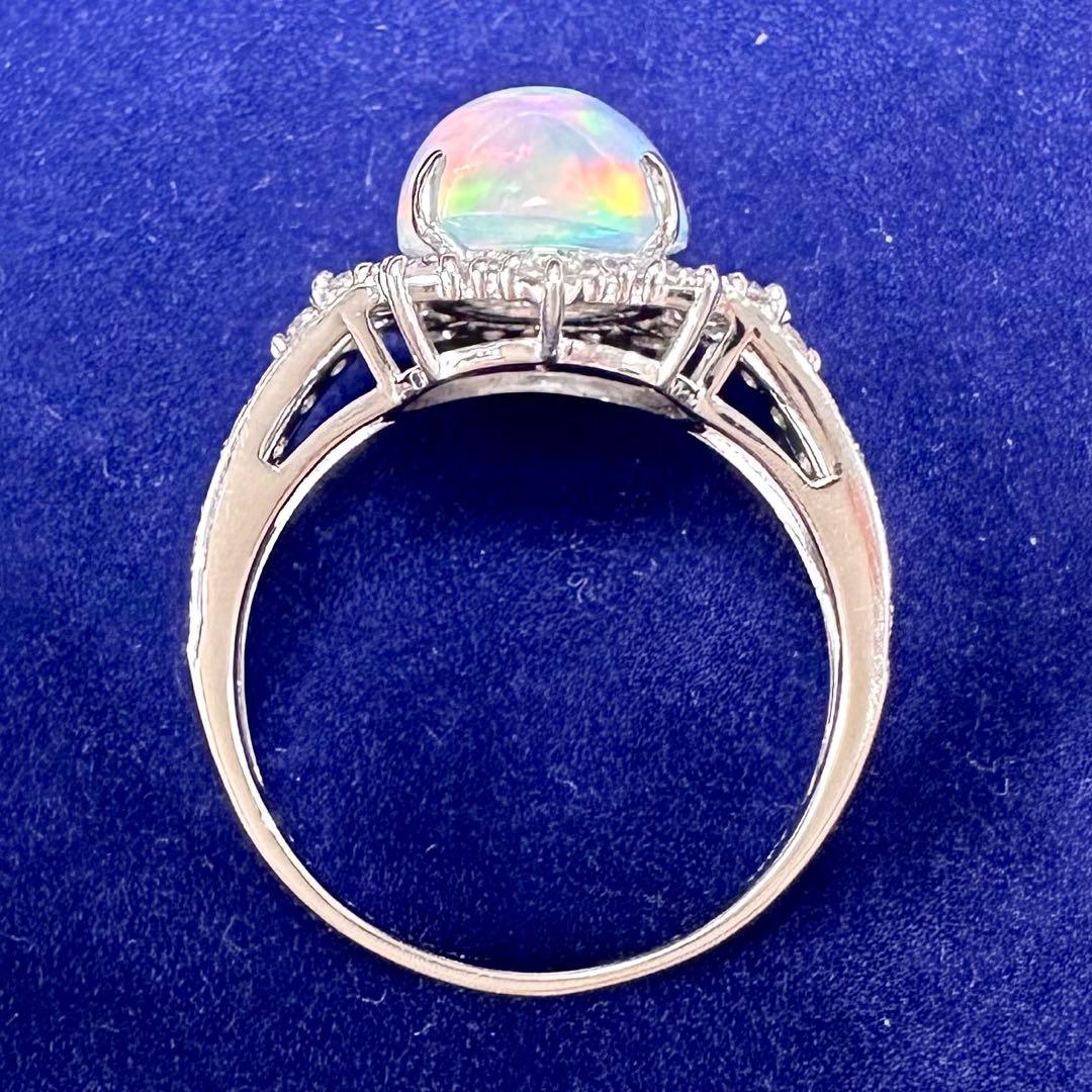 PT950 オパール ダイヤモンド リング 2.397ct 遊色効果 大粒