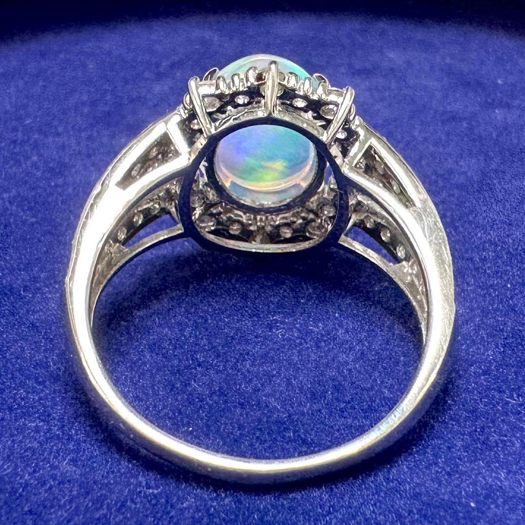PT950 オパール ダイヤモンド リング 2.397ct 遊色効果 大粒