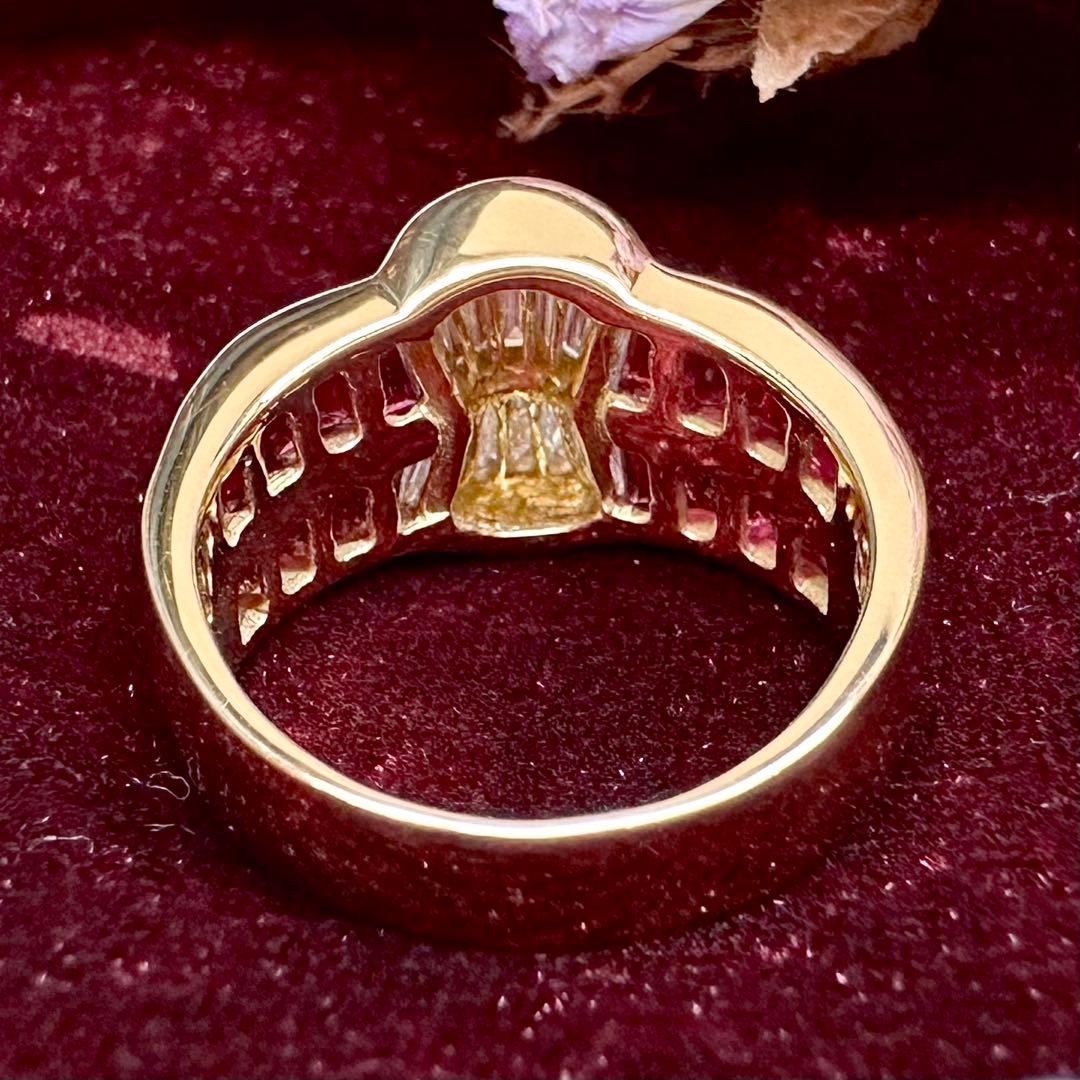K18 ルビー ダイヤモンドリング2.25ct テーパーカット レディース 指輪
