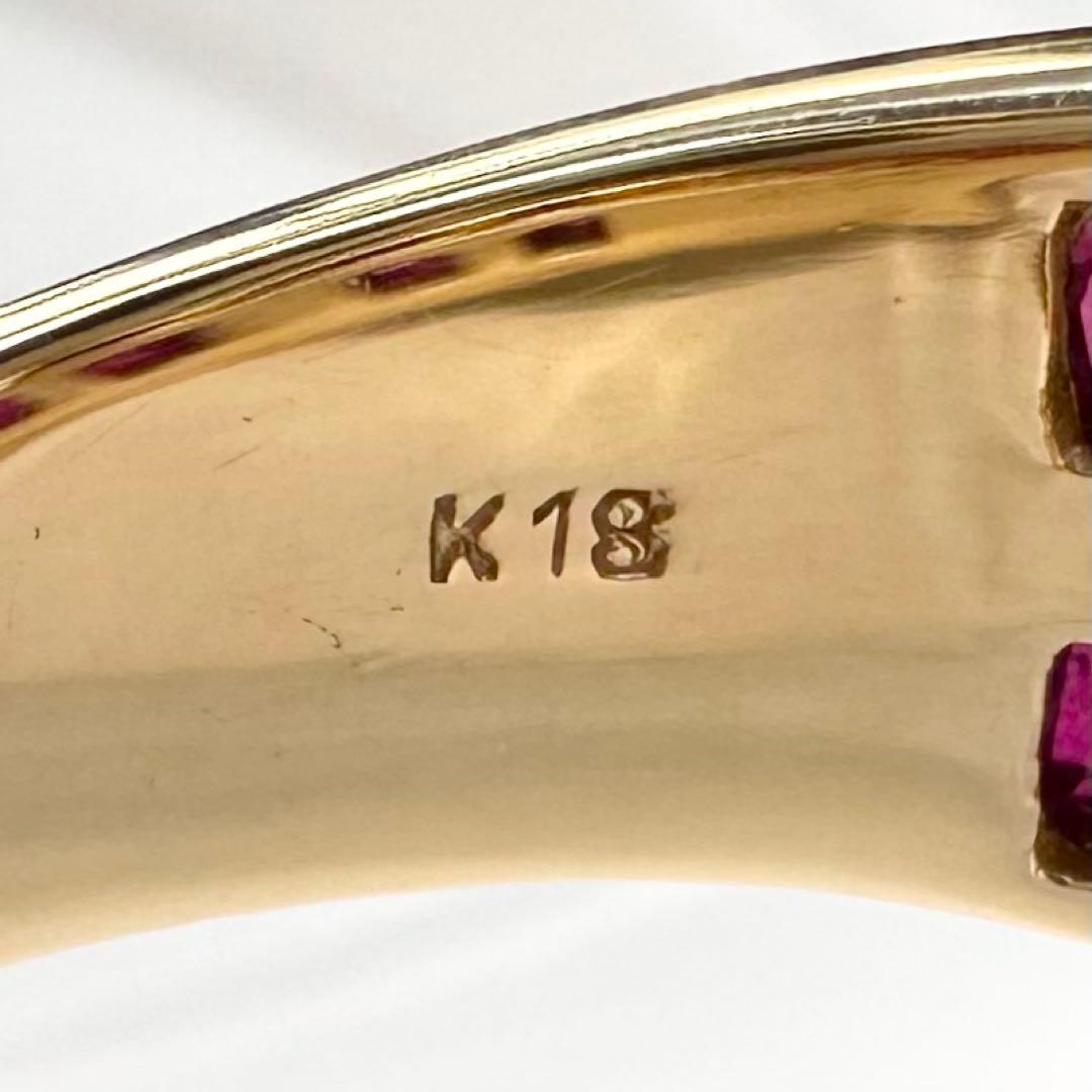 K18 ルビー ダイヤモンドリング2.25ct テーパーカット レディース 指輪