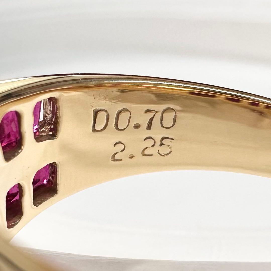 K18 ルビー ダイヤモンドリング2.25ct テーパーカット レディース 指輪