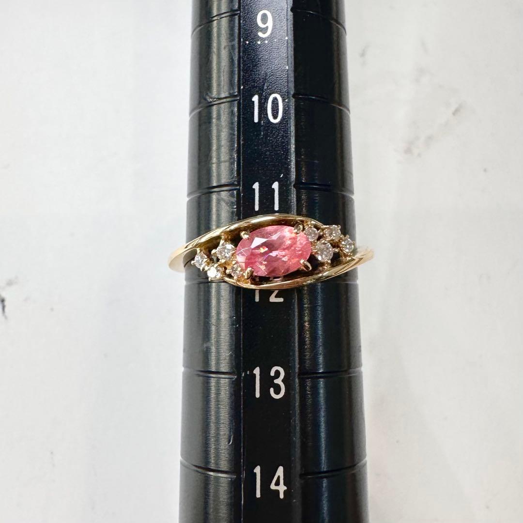 K18 ロードクロサイト ダイヤモンド リング 0.56ct