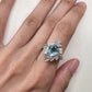 PT900 アクアマリン1.77ct ダイヤ リング 豪華デザイン ヴィンテージ