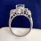 PT900 アクアマリン1.77ct ダイヤ リング 豪華デザイン ヴィンテージ