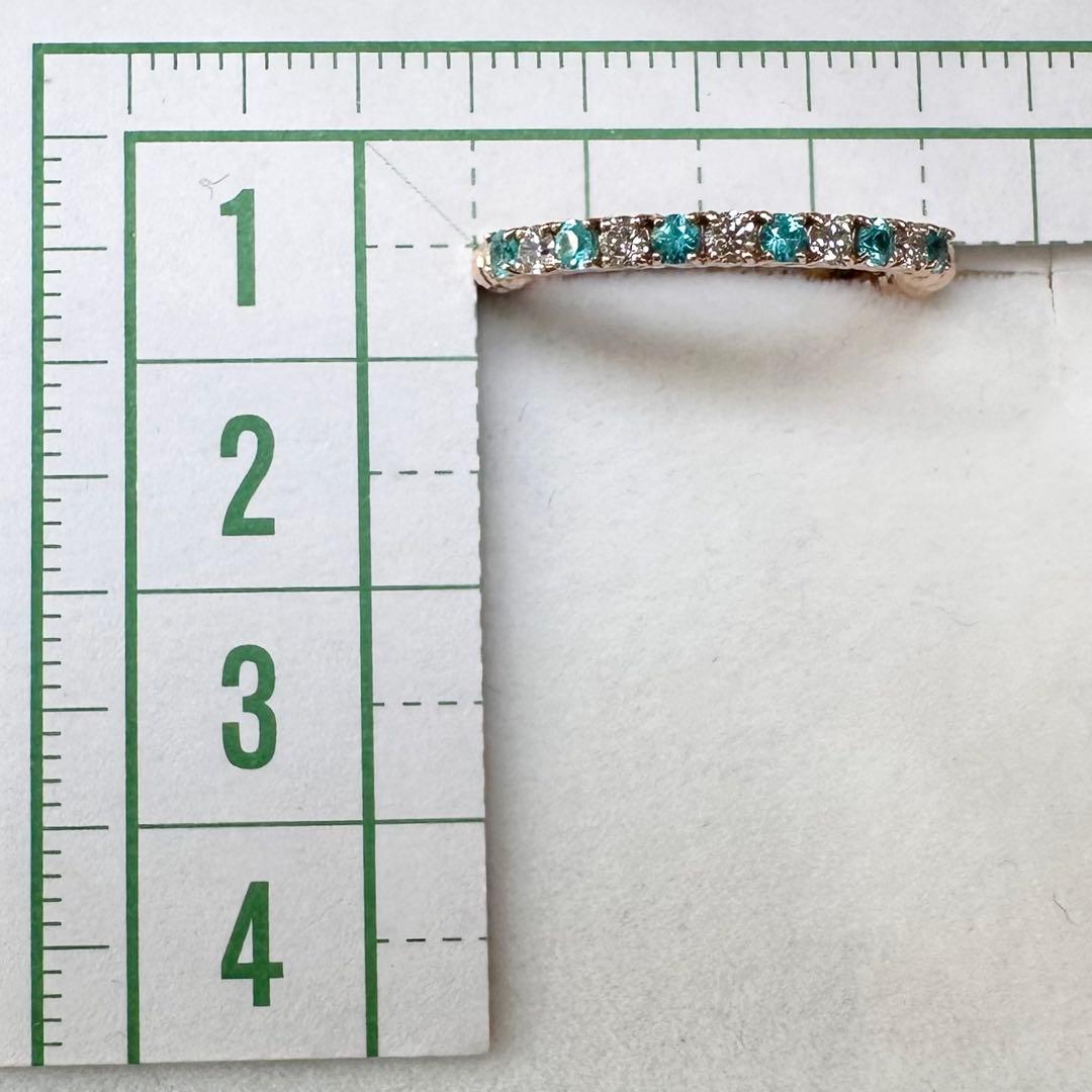 K18 パライバトルマリン ダイヤモンド リング 0.16ct フリーサイズ