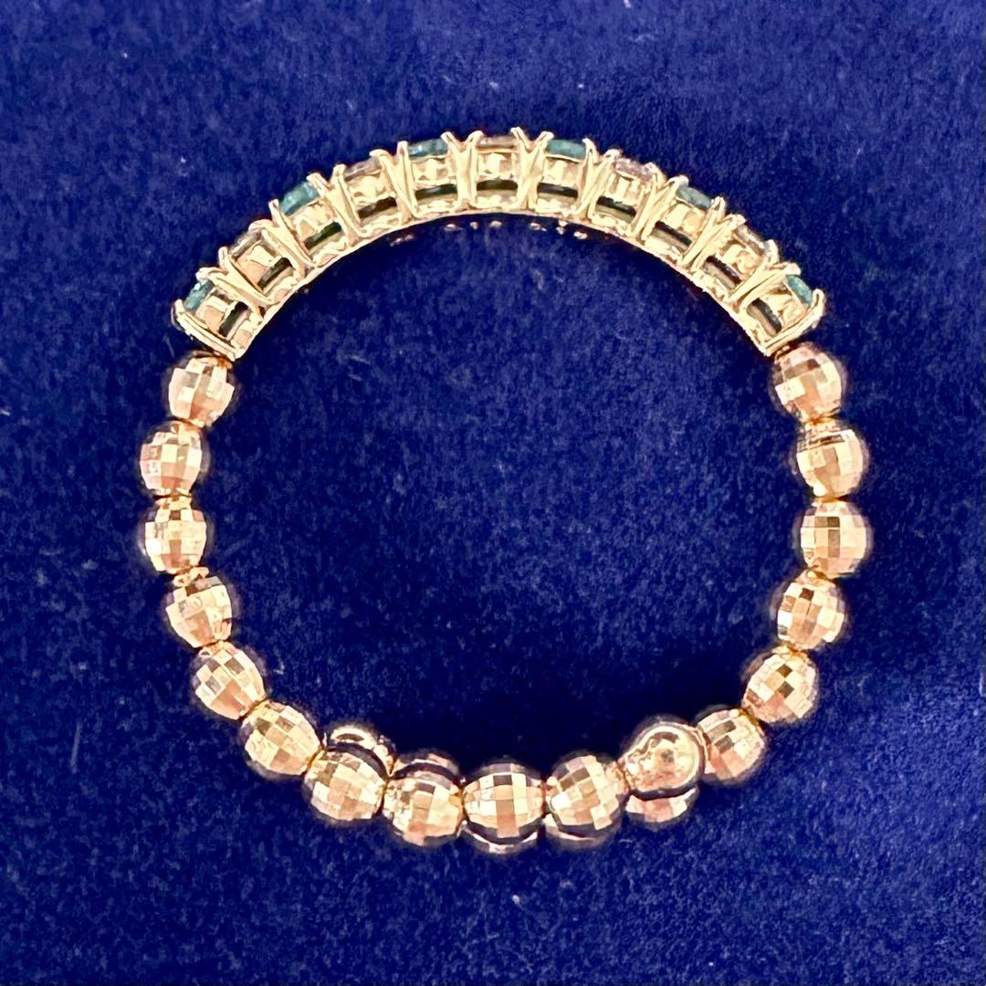 K18 パライバトルマリン ダイヤモンド リング 0.16ct フリーサイズ