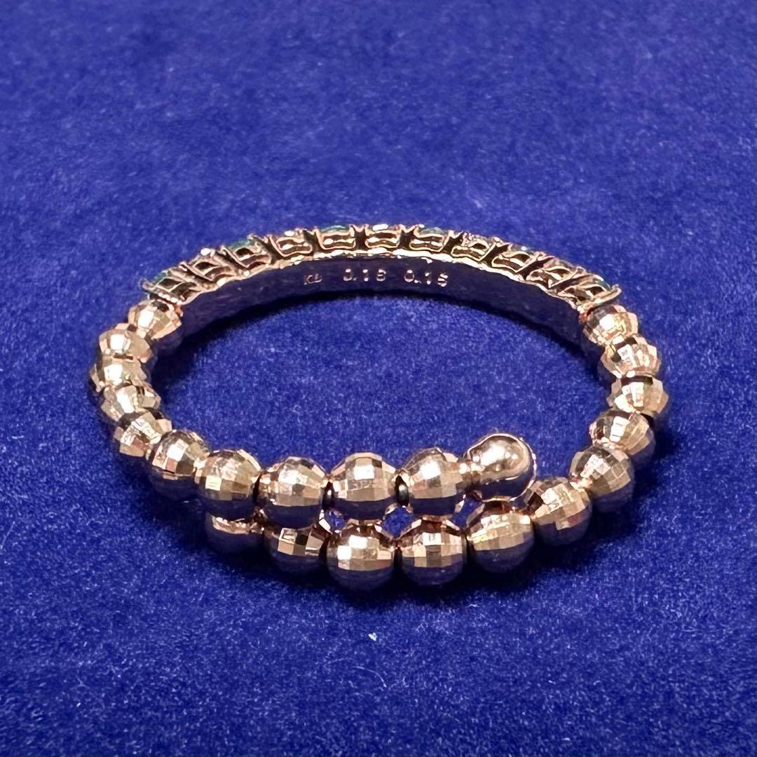 K18 パライバトルマリン ダイヤモンド リング 0.16ct フリーサイズ