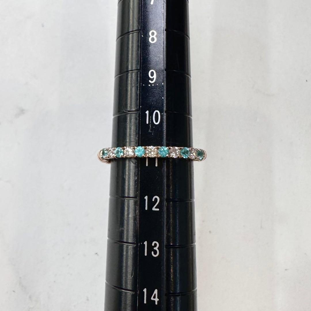K18 パライバトルマリン ダイヤモンド リング 0.16ct フリーサイズ