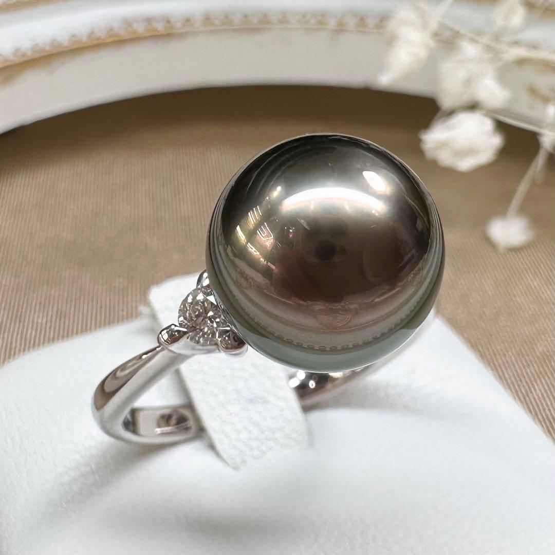 【美品】PT900 黒蝶パール10.7mm リング