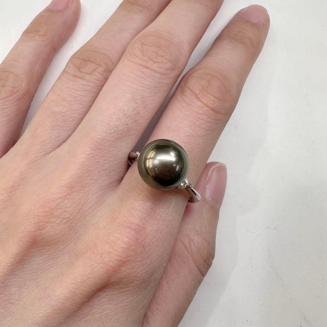 【美品】PT900 黒蝶パール10.7mm リング