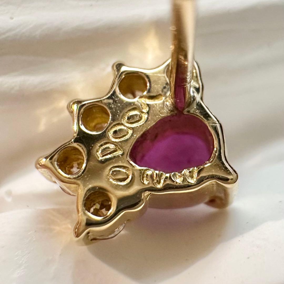【K18】ルビー 0.22ct×2 ダイヤモンド ピアス