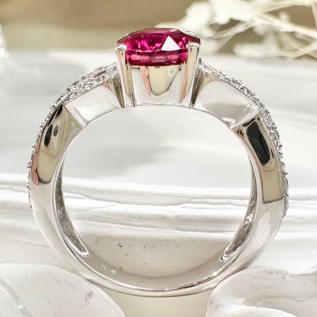 【K18】ルベライト ダイヤモンド リング