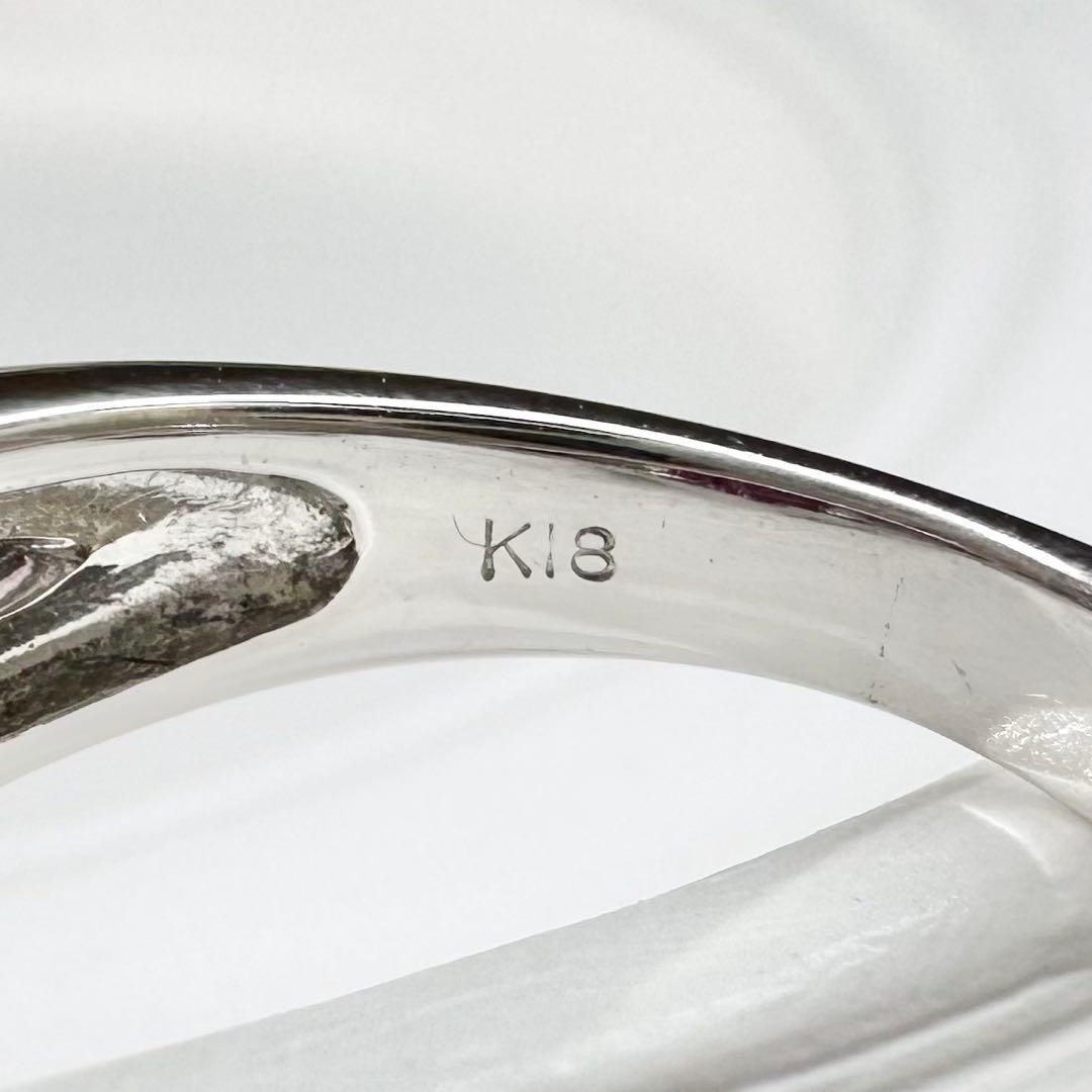 【K18】ルベライト ダイヤモンド リング